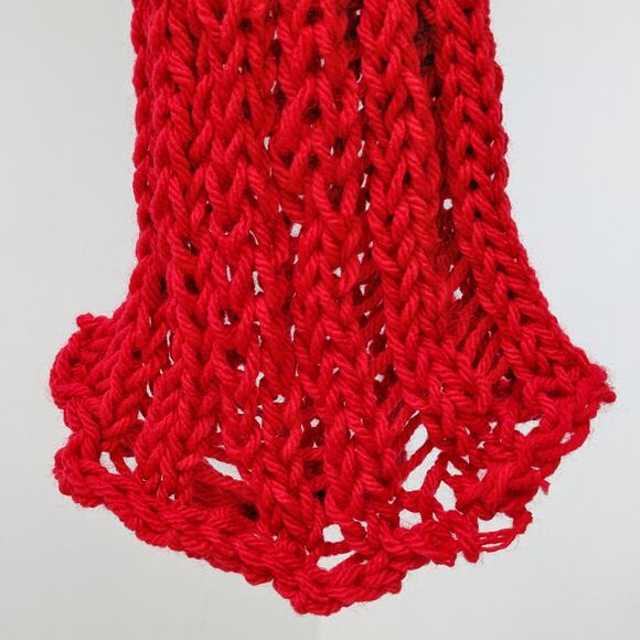 Handmade Knitted Ribbed  Red Scarf - Picture 4 of 4